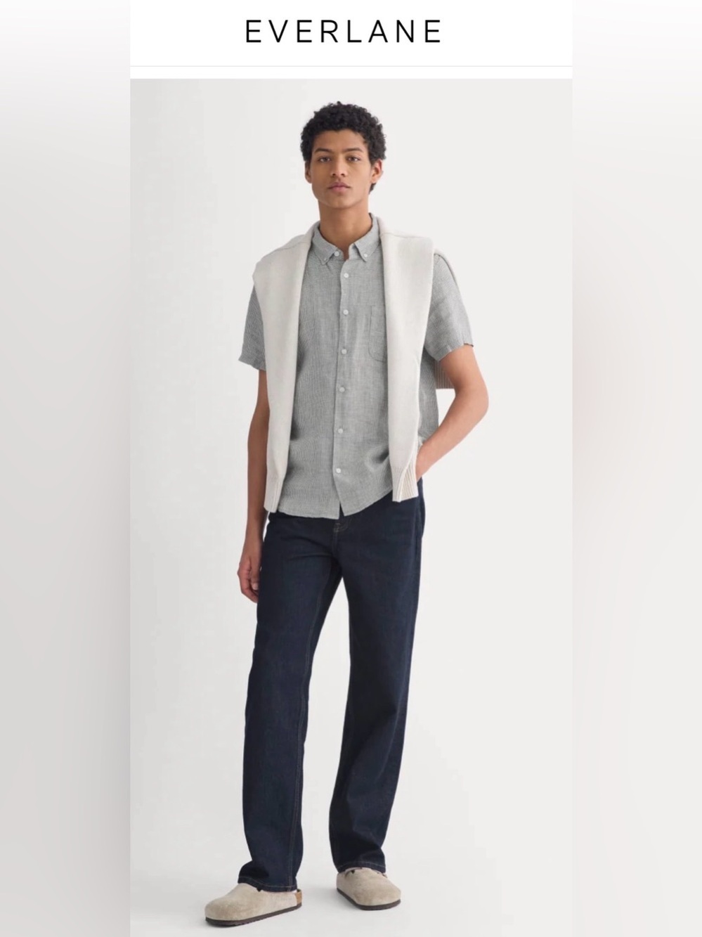 Everlane Linen 100% Classic Short Sleeve Button Down Shirt , Medium